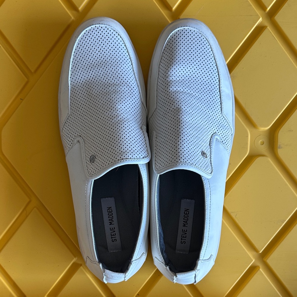 Steve Madden Perforated White Men's Loafers